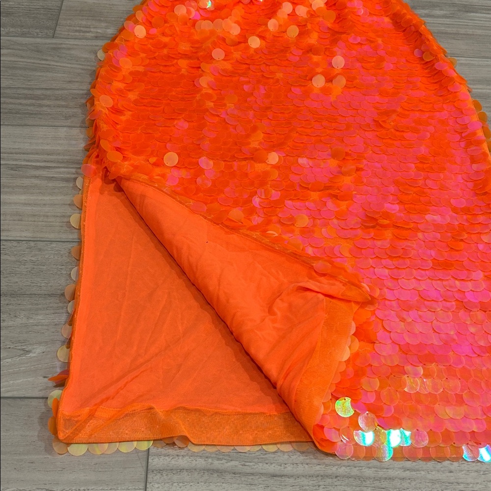 Anthropologie Orange Sequin Pencil Skirt - Picture 14 of 14